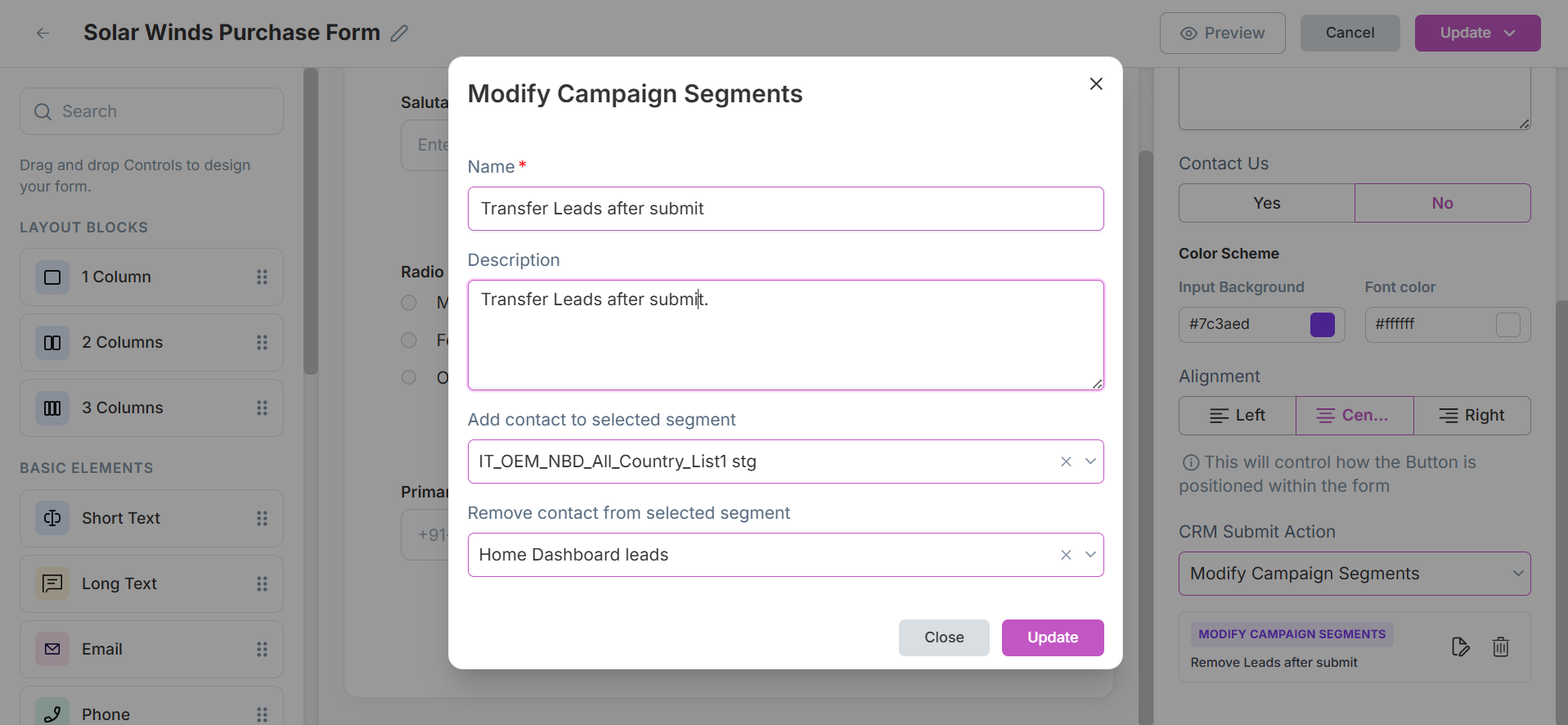 Modify Campaign Segments